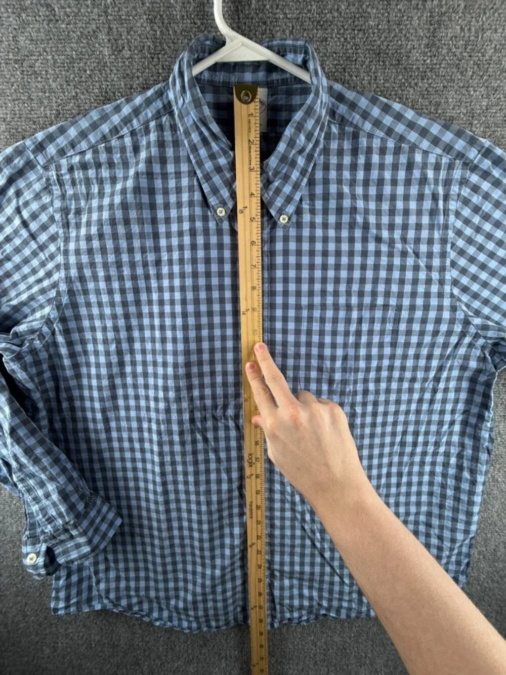 Brooks Brothers XL Cotton Check Button-Down Blue Men Shirt Long Sleeve Business